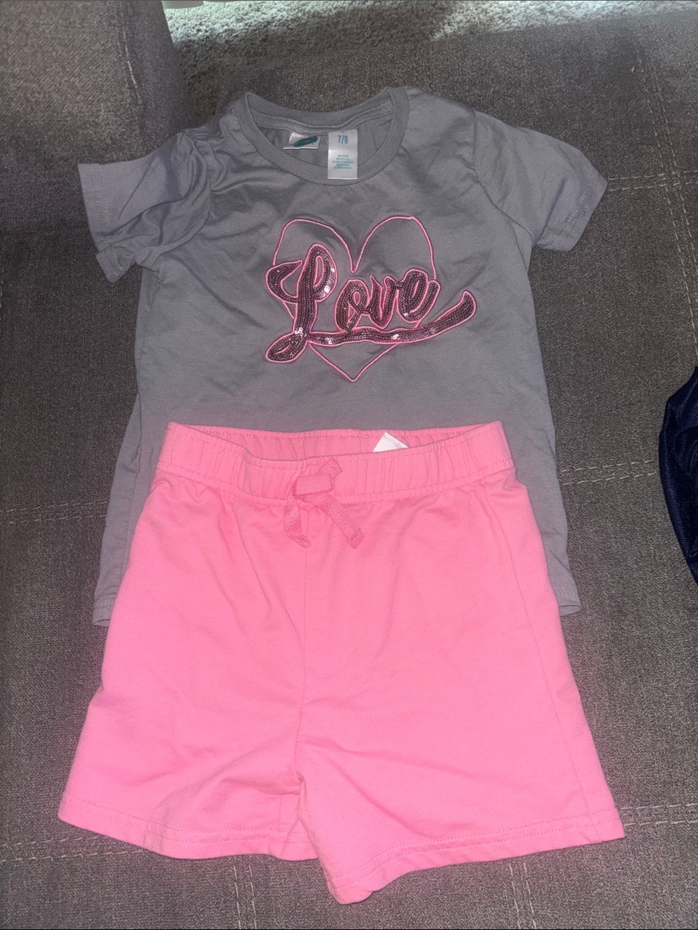 Kids Pink Shorts & Gray 'Love' T-Shirt Pajama Set